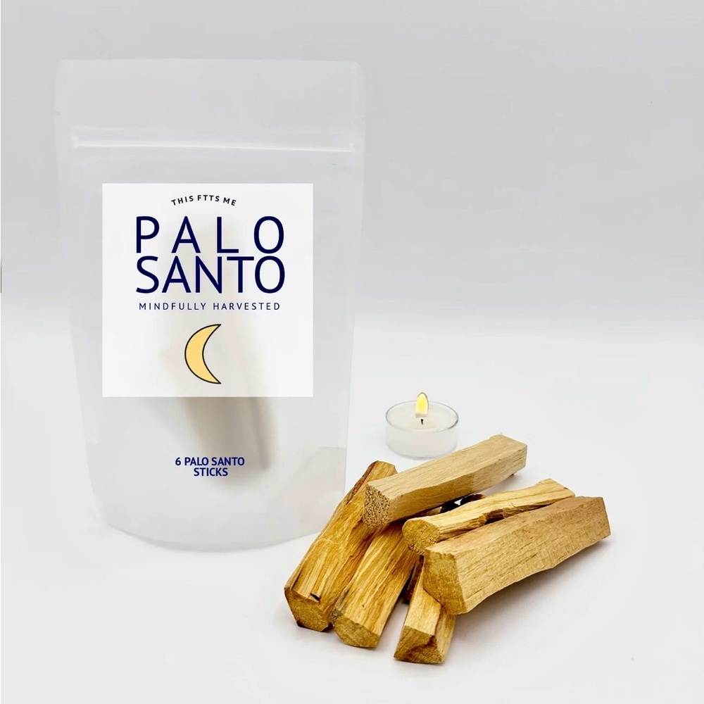 This Fits Me Brand 6 Palo Santo Sticks Tealight Candle Cotton Pouch Peru OS